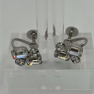 Vintage signed Coro rhinestone crystal screw back earrings